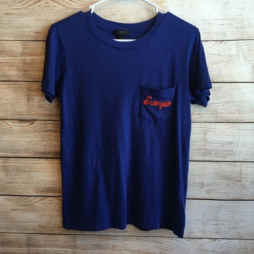 ‎J CREW SCORPIO EMBROIDERED T-SHIRT IN BLUE